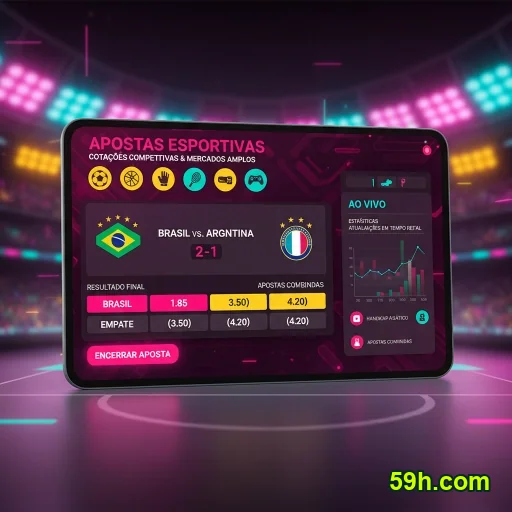 Tela da plataforma 59h.com no celular ao vivo